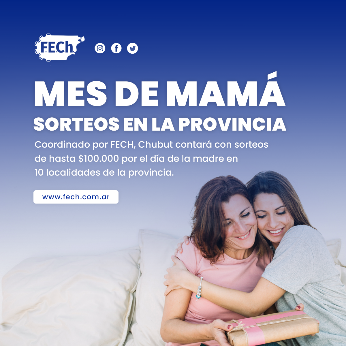 Coordinado por FECH, Chubut contará con sorteos de hasta $100.000 por el día de la madre en 10 localidades de la provincia